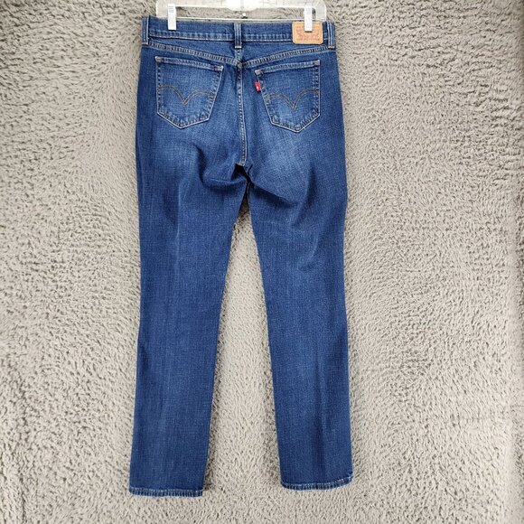 Levis Jeans Womens 28 414 Medium Wash Stretch Mid Rise Relaxed Straight *GUC* - Picture 1 of 12